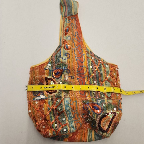 Handmade exquisite detail Boho Beaded Sequin Shoulder Bag Colorful Paisley Purse - Picture 8 of 11